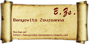Benyovits Zsuzsanna névjegykártya